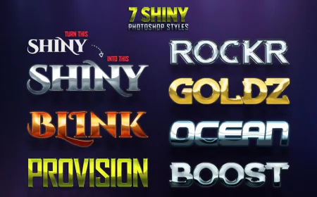 7 shiny text effect Photoshop styles PSD Files