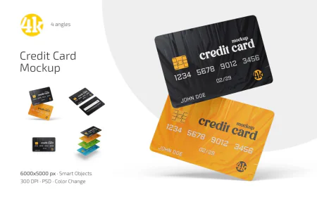 4 Credit Card Mockup Set