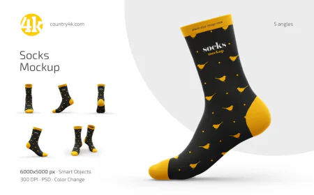 5 Socks Mockup Set