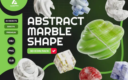 Abstract Marble Shape 3D Icon, Set of 25 Abstract 3D Marble Figures