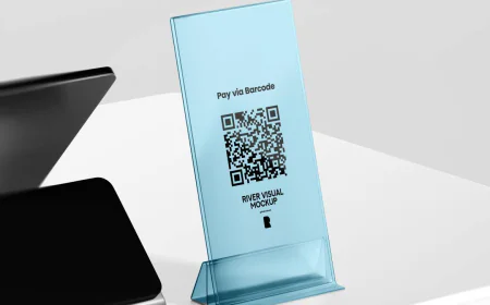 QR Code Signage Standing Mockup