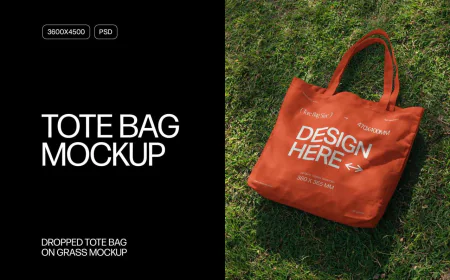 Dropped Tote Bag on Grass Mockup