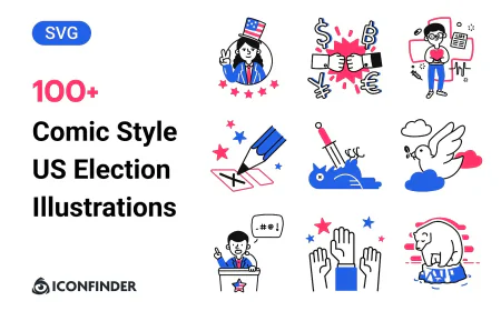 100+ Comic Style US Election Illustrations