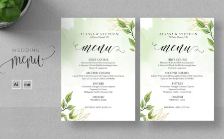 Illustration Wave Wedding Menu template free download