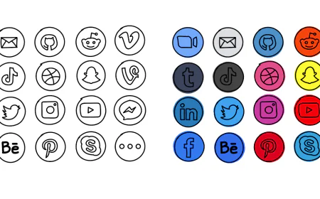 Social icon, reddit, vimeo, tik tok, discord, youtube, facebook, pinterest, skype free download