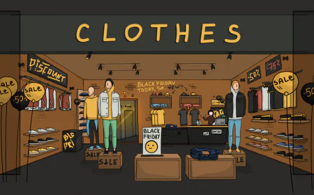 Clothing store on sale, black friday concept psd