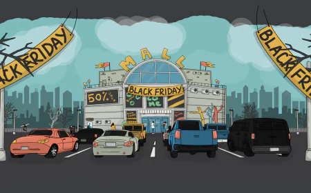 Storefronts showcasing clothing items, black friday concept psd