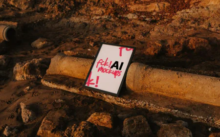 Beach Concrete Pipe Poster Mockup free download