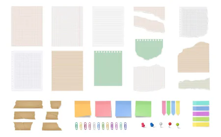 Sticky notes torn piece of paper pins and tape vector file