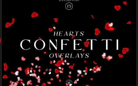 20 Hearts confetti overlays set free download