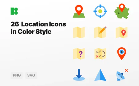 26 Location Icons in Color Style free download