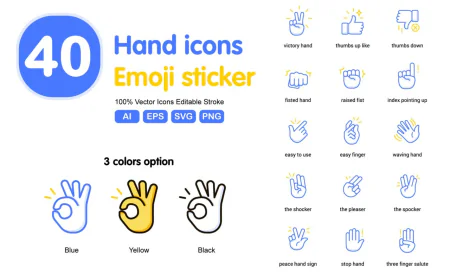40 hand icons emoji sticker free download