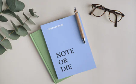 Notebook with pen mockup free download