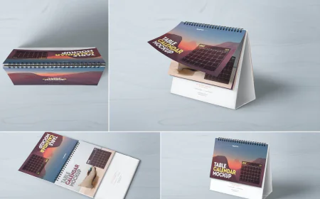 4 Table Calendar Mockup free download