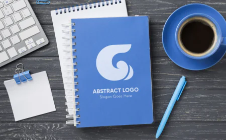 Flat lay notebook mockup coffee free download