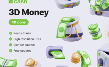 40 High quality Cash - Money 3D Icons set free download