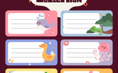 Flat design vector cute kawaii animal label sticker collection free download