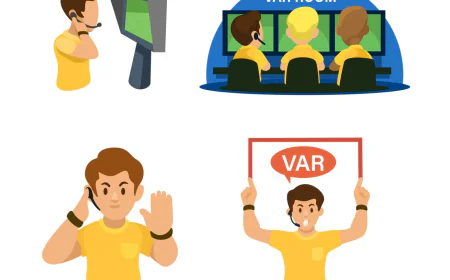 Soccer Referee with Var Technology Gesture Symbol Set Cartoon Illustration Vector