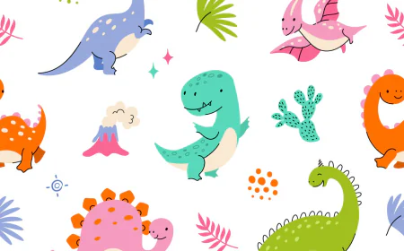 Cute funny kids dinosaurs pattern, dino seamless pattern