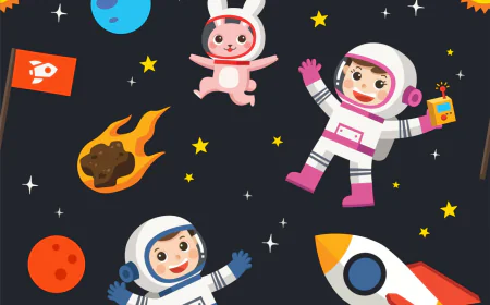 Pattern of space. Space elements. Planet earth, sun and galaxy, spaceship and star