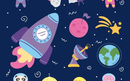 Set space icons and animals free download