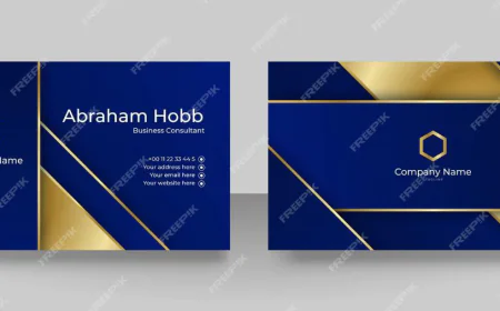 Modern creative clean blue gold business card design template luxury
