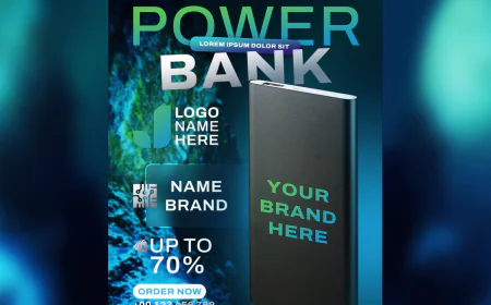 Power bank poster design template PSD