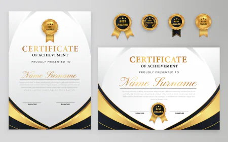 Modern elegant black and gold gradient certificate border