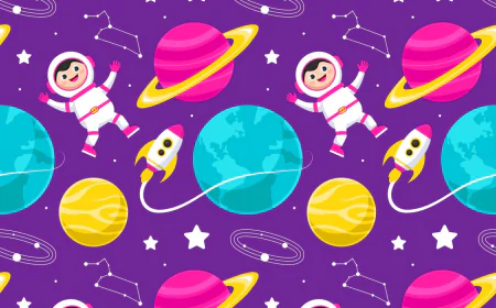 Space elements seamless pattern
