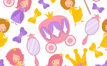Princess vector seamless cartoon pattern