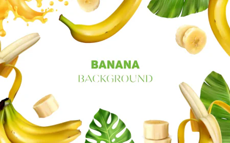 Banana banner. Realistic illustration of banana banner for web design