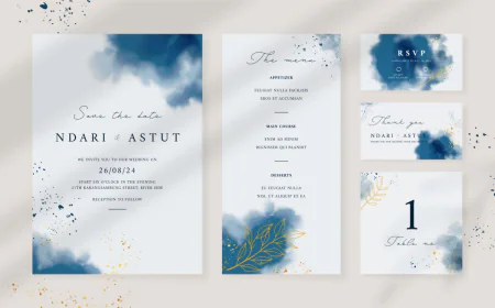 Abstract watercolor wedding invitation template
