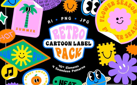 Retro Cartoon Label Pack Free download