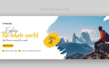 Professional travel agency social media timeline cover or web banner design template