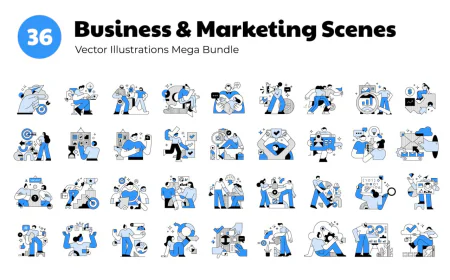 36 business and marketing scenes with people free download