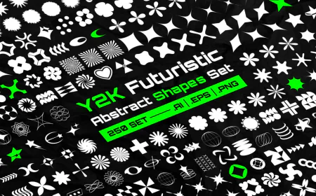 Set of futuristic abstract Y2K shapes free download