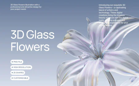 3D Glass Flower Elements free download