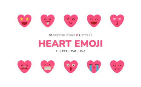 Heart Shaped Emoji Icon Set free download