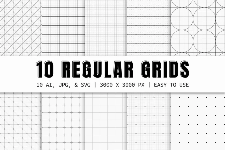 10 Regular Square Grid vector illustration