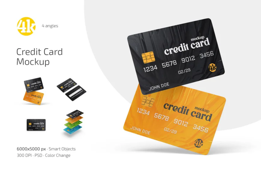 4 Credit Card Mockup Set