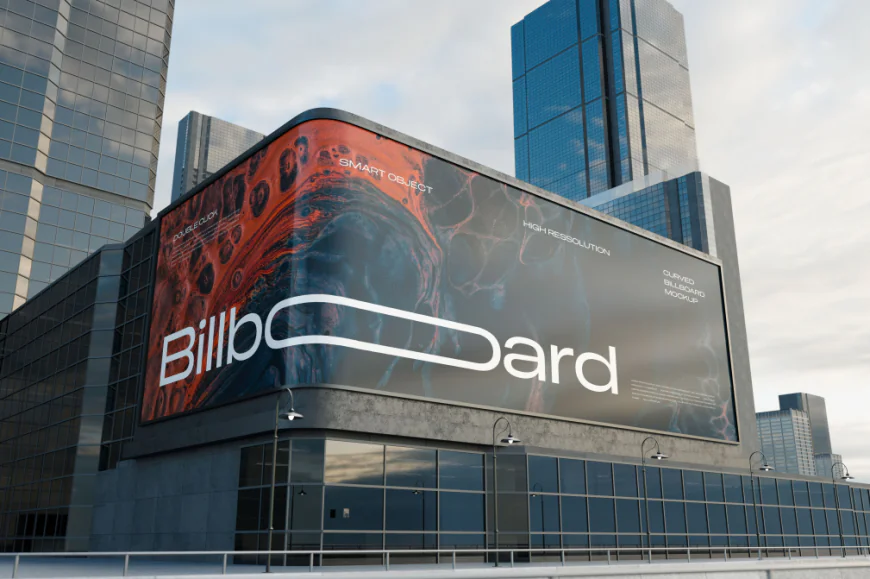 Billboard Mockup, featuring a high-quality and realistic outdoor display