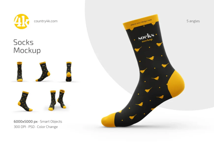 5 Socks Mockup Set