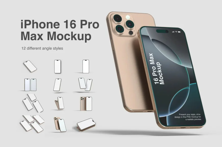 Set 12 iPhone 16 Pro Max Mockups