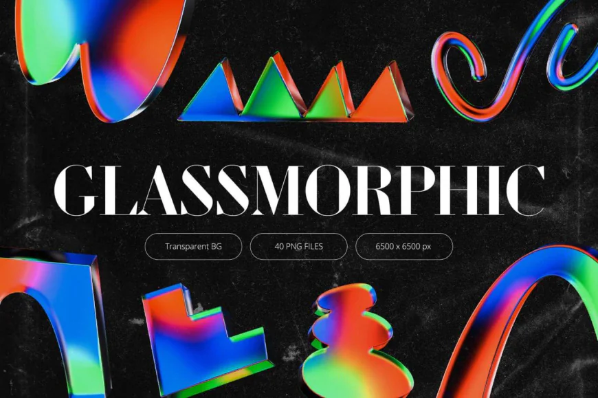 3d Glowy Glassmorphic Shapes Free Download