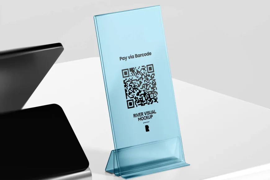 QR Code Signage Standing Mockup