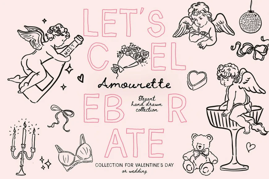 Amourette Hand Drawn Cupids Clipart