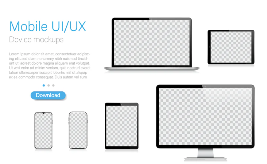 Mockup vector design of laptop, tablet, mobile phone