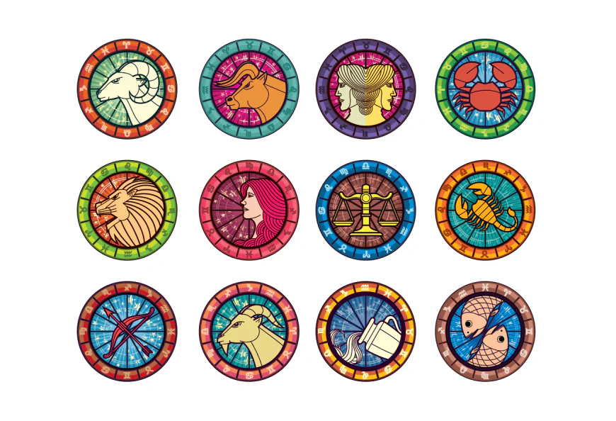 Zodiac signs theme. Set of mandalas with libra zodiac signs. Zentangle inspired mandalas free download