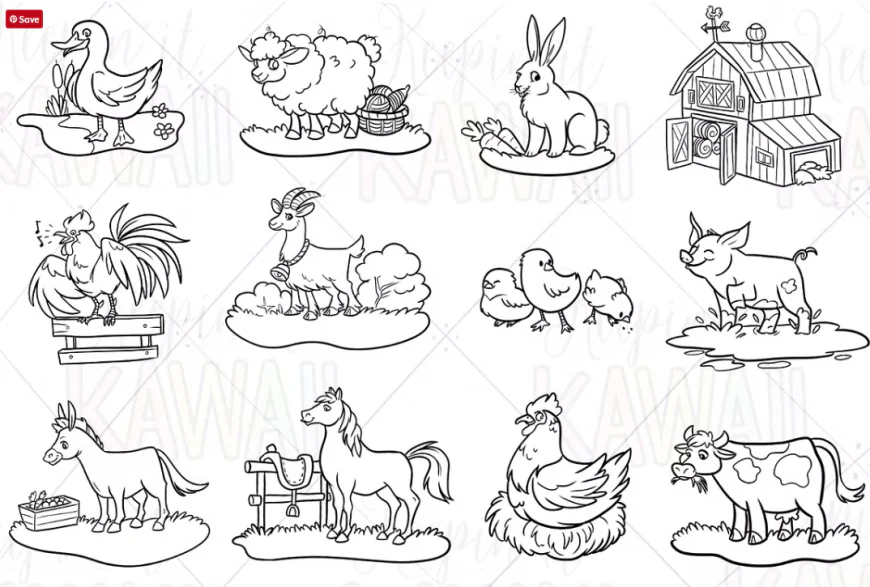 Farm Animals Digital Stamps free download