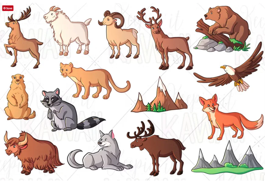 Mountain Animals Clip Art free download